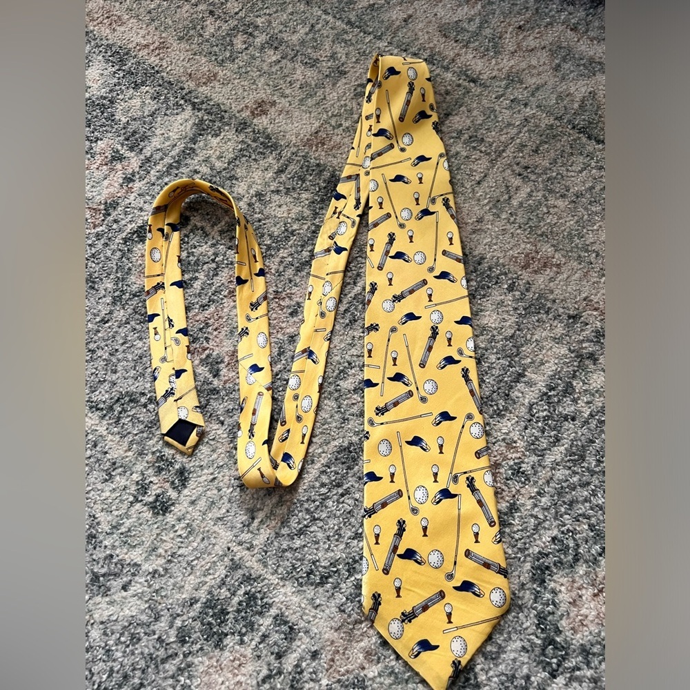 Boss Hugo boss yellow golf print tie